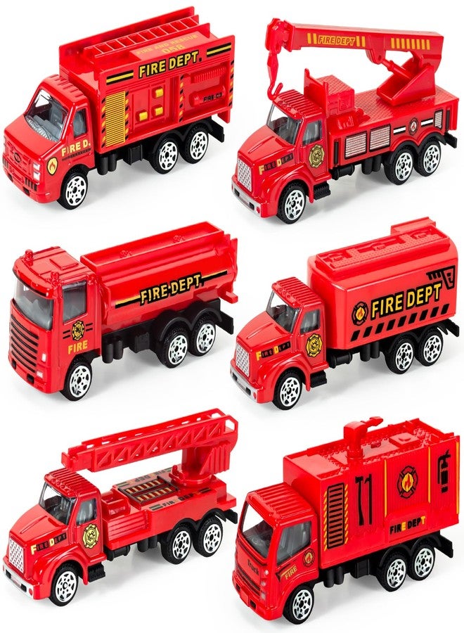 Bloolilies 6 Pack Diecast Cars Toys, Mini Fire Trucks for Toddlers 3-5 Kids Fire Engine City Emergency Vehicles Set for Boys Girls Age 3 4 5 6 7 Years Old Firetruck Party Decorations Easter Valentines Gifts - Image 1